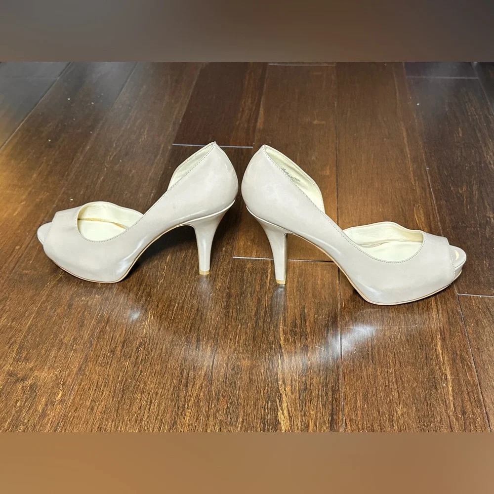 Nine West Nude Beige Peep Toe D'Orsay Platform Pumps Women’s Size 10 Heeled - Picture 4 of 8